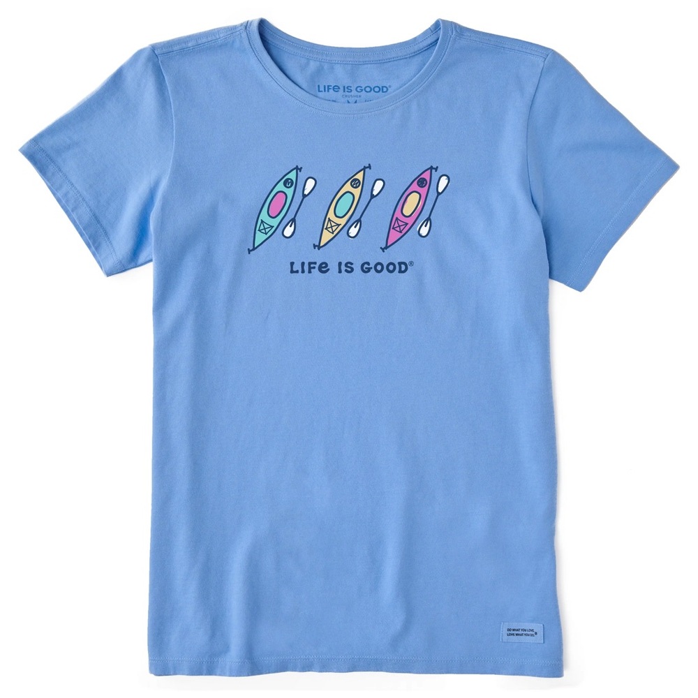 Life is Good Three Kayaks Short Sleeve Blue Crusher Tee